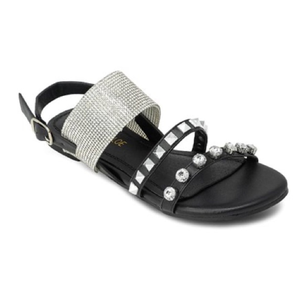 Chase & Chloe Black Rhinestone Nessa Sandal Size 7.5
